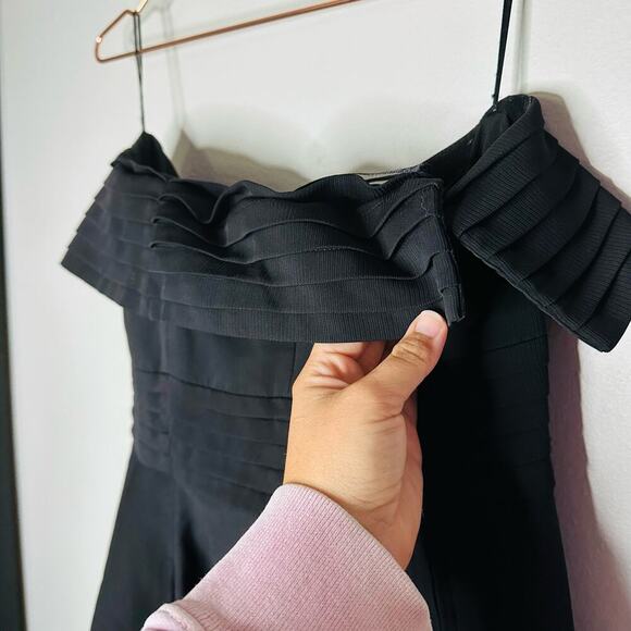 C/MEO COLLECTIVE Black Strapless Ribbed Side Slit Midi Dress Size Large - Picture 11 of 11